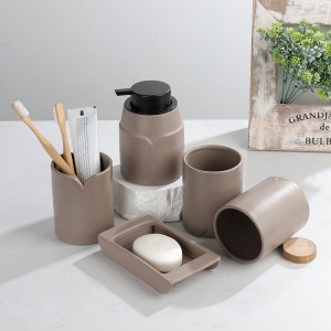 High Quality 5 Pieces Modern Glazed Ceramic Elegant V-shaped ODM Bathroom Holder Set Factories