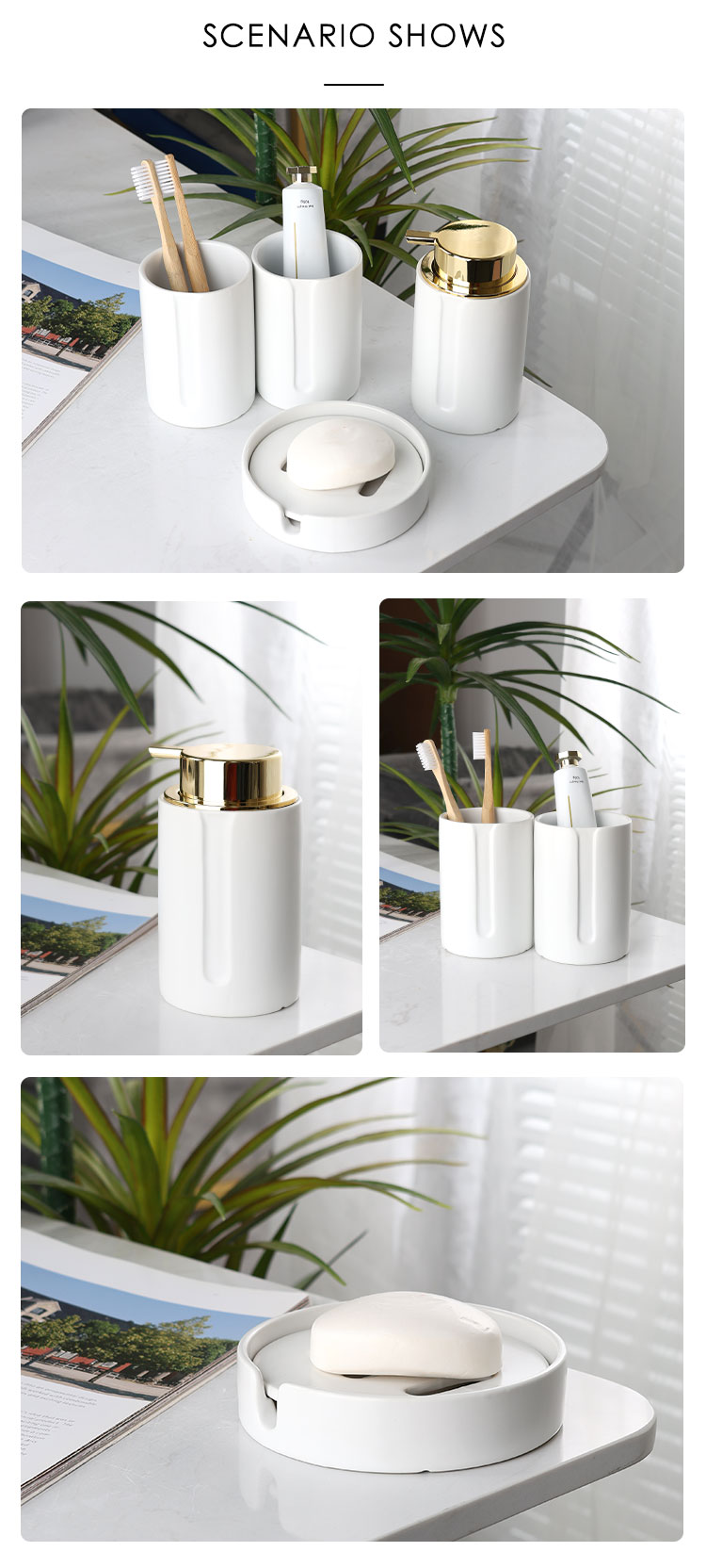 White-4-Pieces-Soap-Dispenser- Set-Bathroom-Ceramic (5)