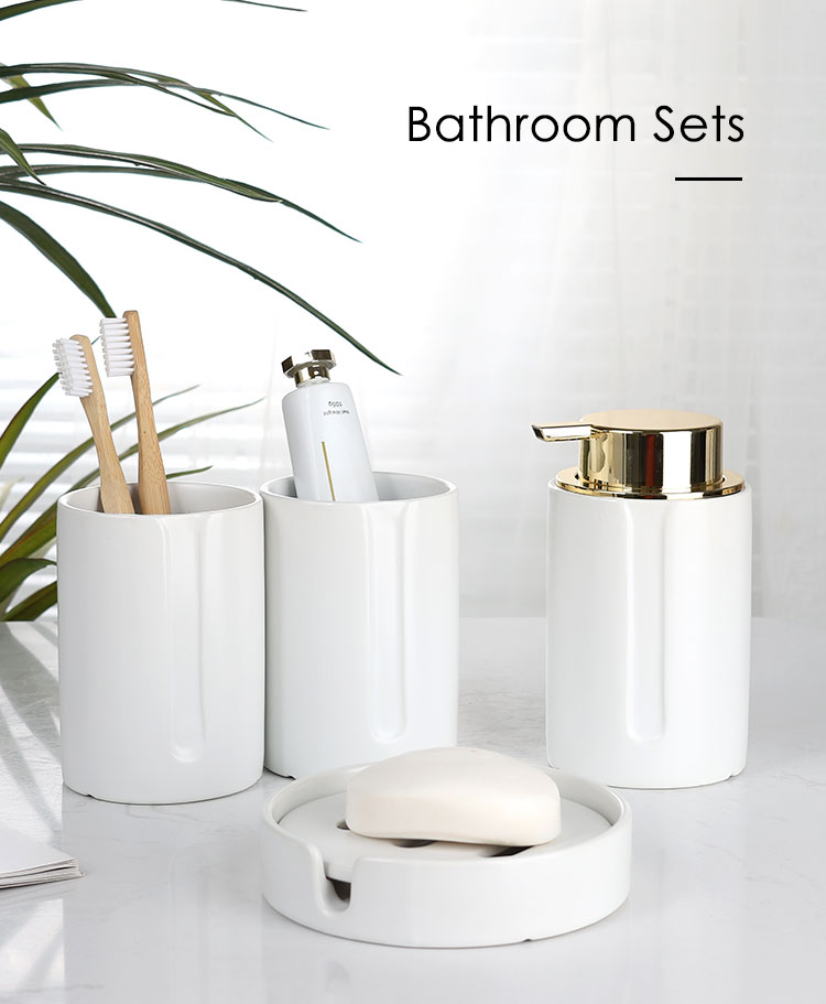 White-4-Pieces-Soap-Dispenser- Set-Bathroom-Ceramic-XQ(1)
