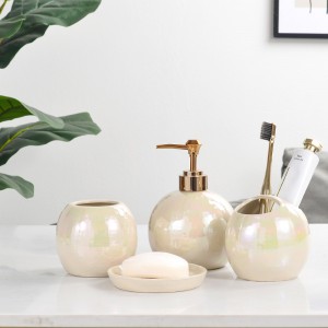 Custom OEM Round Shape Pearl Glaze Bathroom Ceramic Accessories Factory