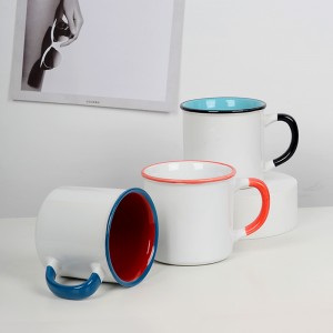Factory Custom Logo Multi-colored Glaze Water Tea Coffee Enamel Ceramic Camping Mug