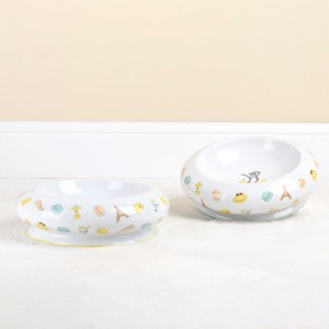 Manufacturer ODM Easy-to-clean Cut Decal Round Non-toxic Ceramic Pet Feeding Bowl