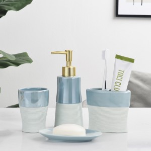 Manufacturer Modern Glazed 4 Piece Ceramic Bath Set Accessories For The Bathroom
