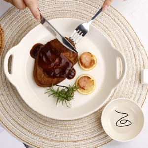 Ceramic Factory Modern Home products Series Silk Print Stoneware Tableware