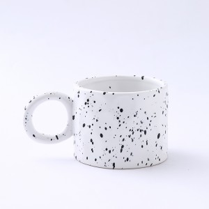 Manufacturer Irregular Ink Dot Design Creative Coffee Cup Round Ceramic Mug