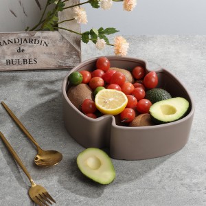 Manufacturer ODM Modern Glazed Elegance Ceramic Leaf-Shaped Dining Bowl