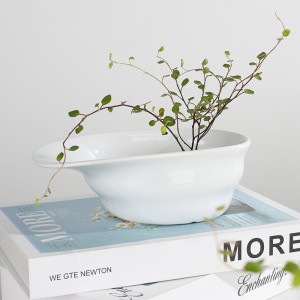 Manufacturer Modern Decorative High-quality Ceramic Hat-Shaped Flowing Line Relief Flower Pot