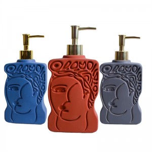 Hand Soap Lotion Press Empty Bottle Container Face Design Ceramic Hotel Soap Dispenser