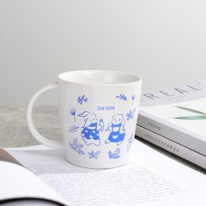 Manufacturer Modern Unique Classic Bunny Decals Ceramic Wide-Mouth Gift Mug