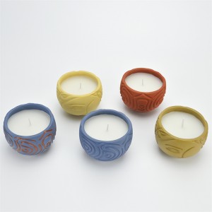 Unique design round scented ceramic candle holder for home decor