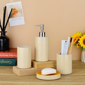 Custom Modern Hand Painted 4 Piece Ceramic New Design Bathroom Accessories Set