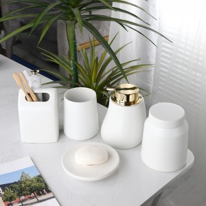 Manufacturer High Quality 5 Pieces Ceramic Soap Dispenser Full Set Bathroom Accessories