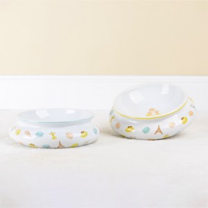 Manufacturer ODM Personalized Pet Accessories Cut e Decal Round Durable Ceramic Pet Food Bowl