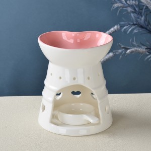 Living Room Office Heart-shaped Design Ceramic Candles Aroma Scented Essential Oil Aromatherapy Burner
