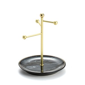 Decorative Necklace Earring Holder Golgen Metal Jewelry Display Stand