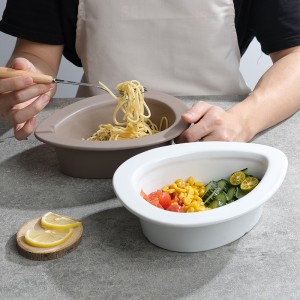 Manufacturer Hand-made Glazed Personalized Ceramic Waterdrop-Shaped Salad Bowl