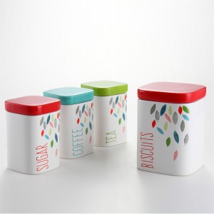 China supplier colorful leaves decal food Storage Jars cookie jar sugar tea canisters set ceramic