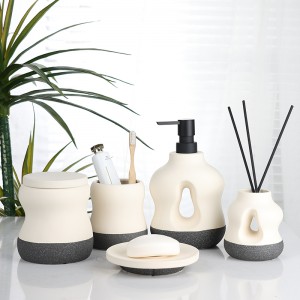 Home Hotel 5 Pieces Kiln-varnished Glazed Modern ODM Ceramic Bathroom Set Manufacturer