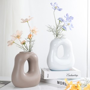 Manufacturer High-quality Modern Decorative Ceramic Round Tube Fluid Creative Vase