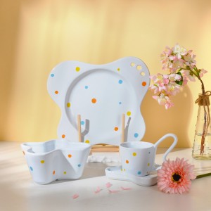 Manufacturer Party Plates Butterfly Design Stoneware Ceramic Dinnerware Tableware Set